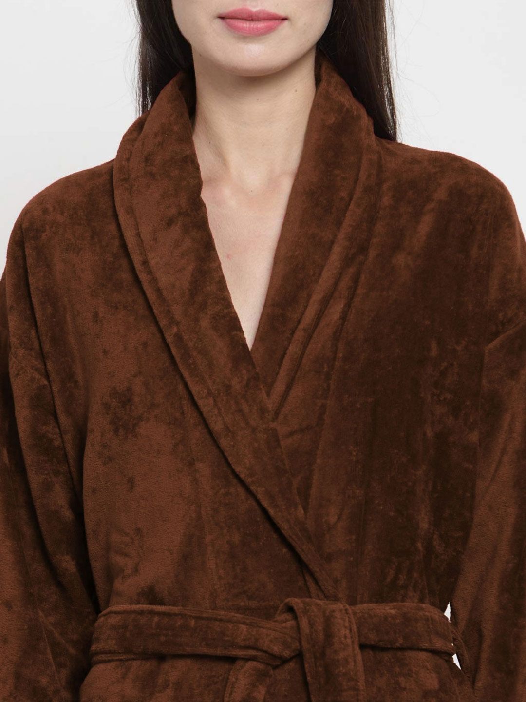 MYTRIDENT  Brown Women 350 GSM Pure Cotton Bath Robe