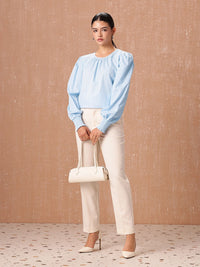 all about you Pure Cotton Puff Sleeves Gathered Top