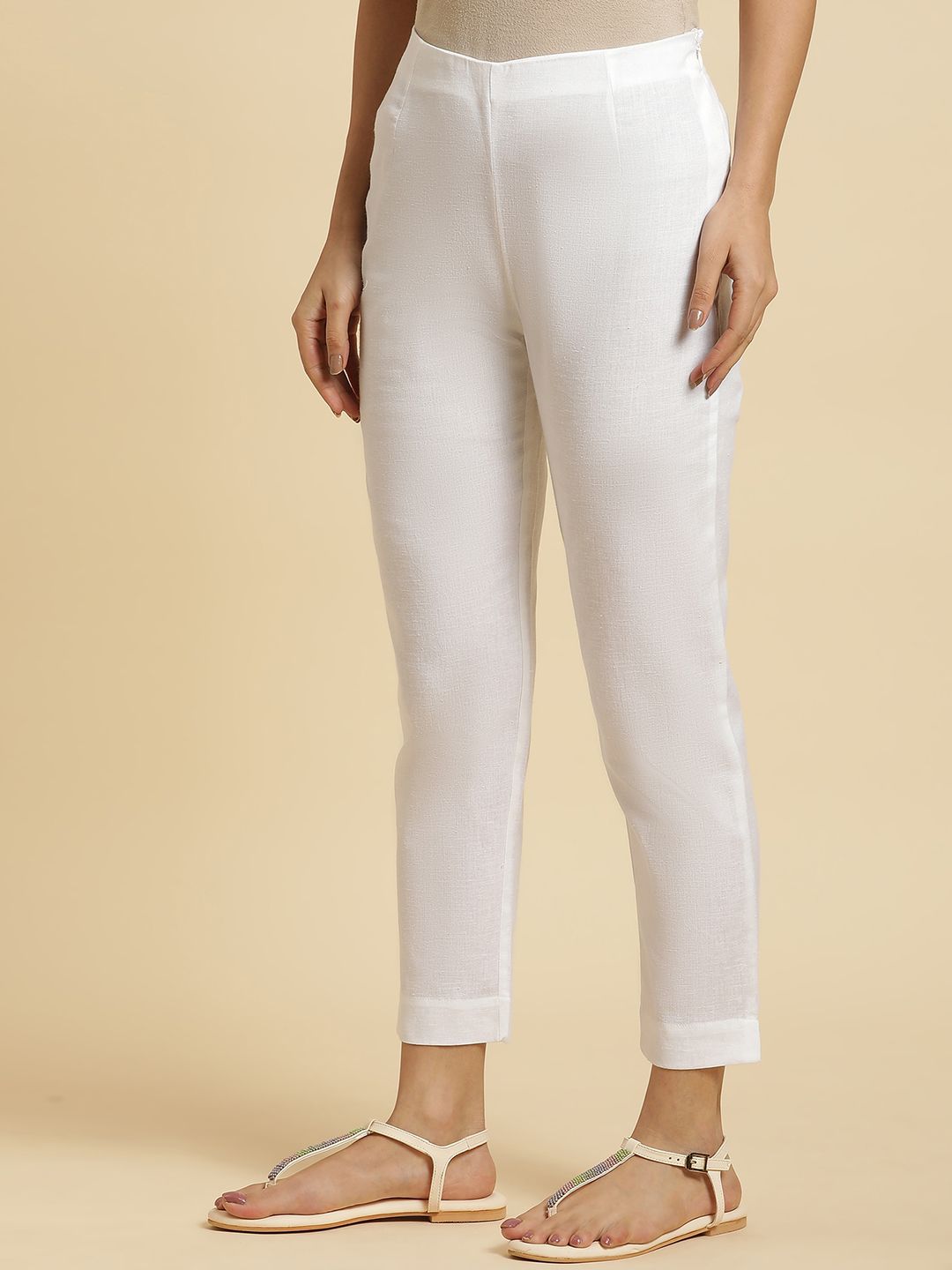 W Women Straight Fit Crop Trousers