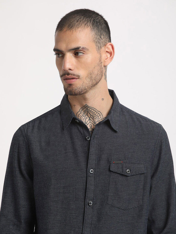 THE BEAR HOUSE Slim Fit Casual Pure Cotton Shirt