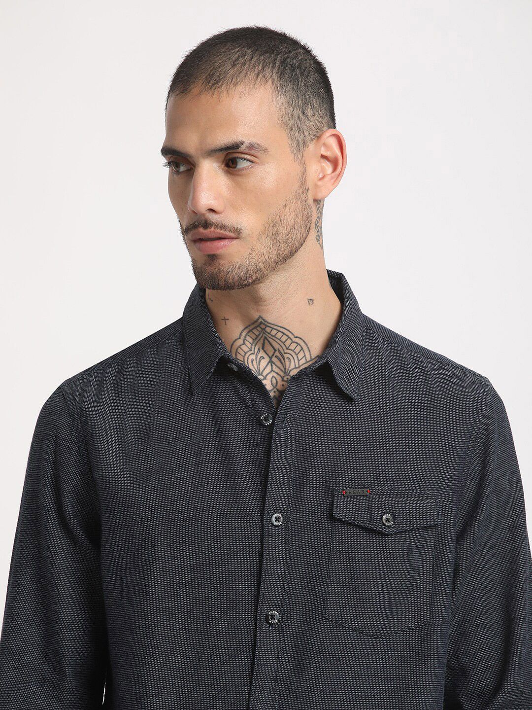 THE BEAR HOUSE Slim Fit Casual Pure Cotton Shirt