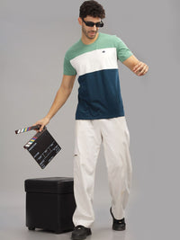 ADRO Colourblocked Regular Fit Cotton T-shirt