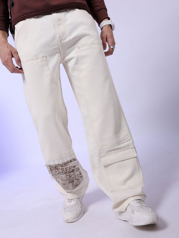 The Indian Garage Co Men White Relaxed Fit Clean Look Jeans