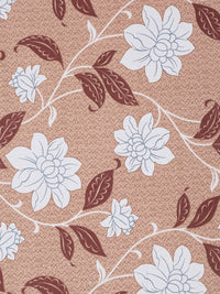 KLOTTHE Cosmos Beige Floral Cotton 400 TC Fitted King Superfine Bedsheet with 2 Pillow Covers-98 x 89 inches