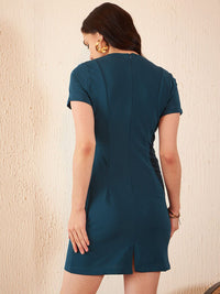 DENNISON Round Neck Sheath Mini Dress