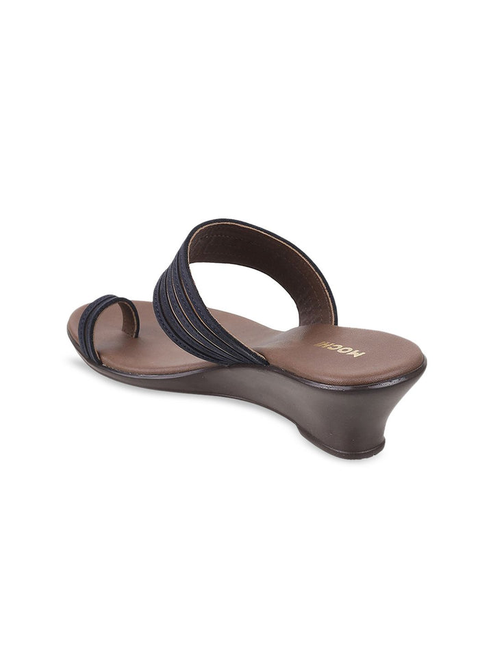 Mochi Blue Striped Wedge Sandals