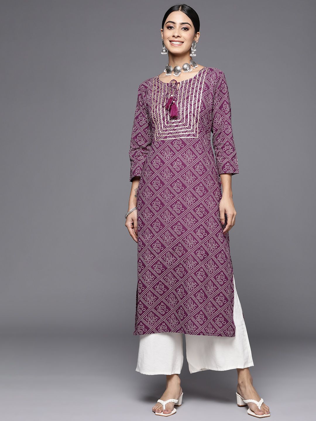 Varanga Women Ethnic Motifs Printed Gotta Patti Indie Prints Kurta