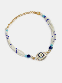 NVR Set of 2 Evil Eye Beaded Thread & Wraparound Rakhis With Roli Chawal