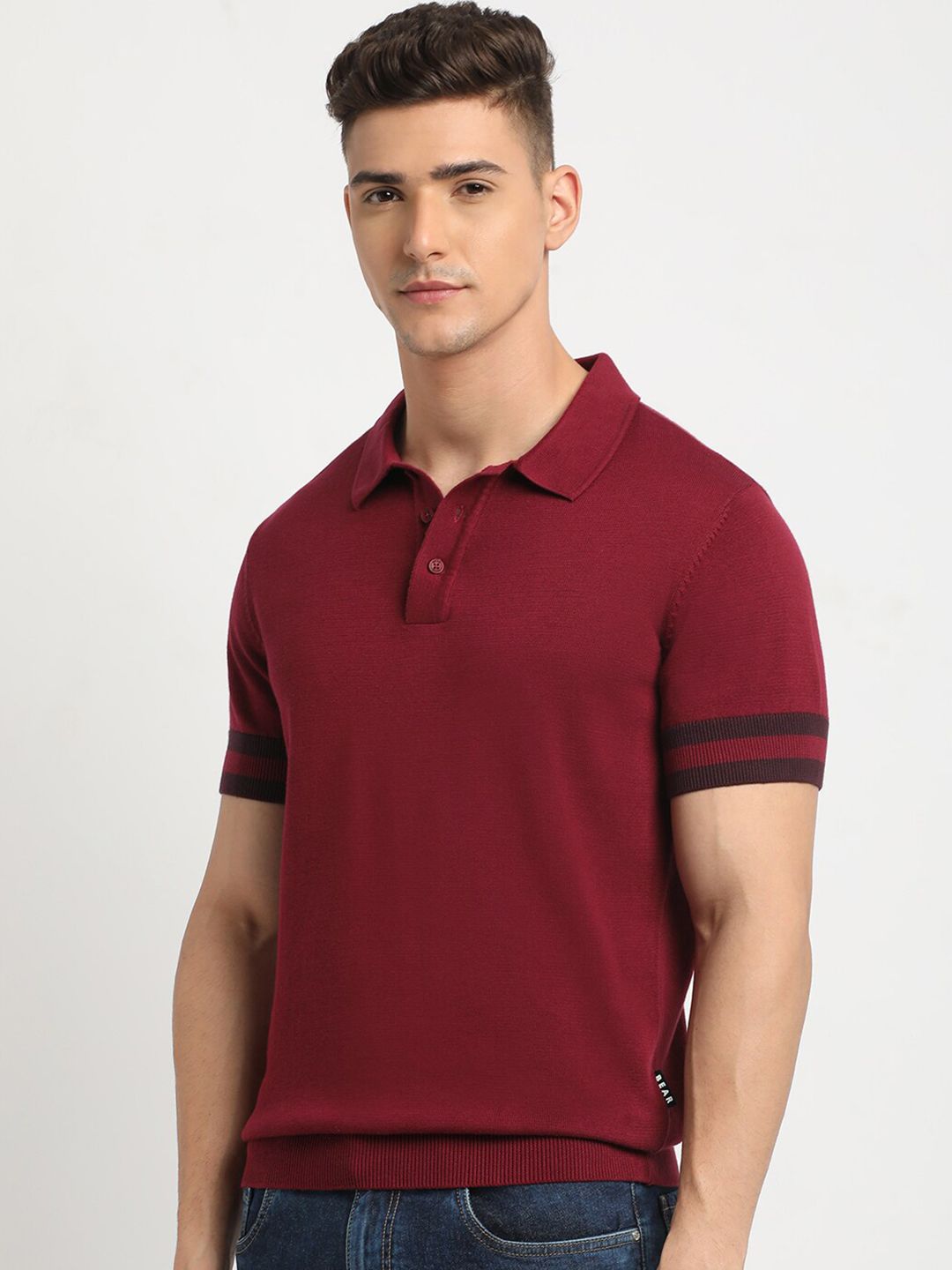 THE BEAR HOUSE Polo Collar Short Sleeves Cotton T-shirt