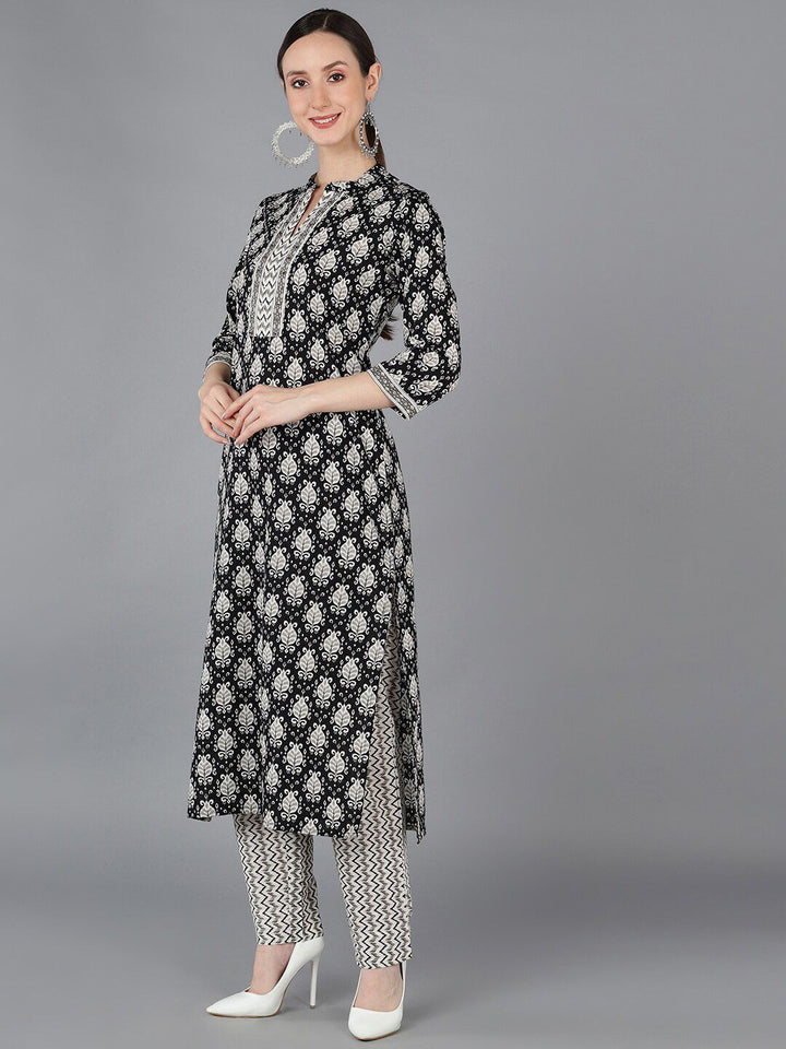 KALINI Ethnic Motifs Printed Mandarin Collar Kurta with Trousers & Dupatta