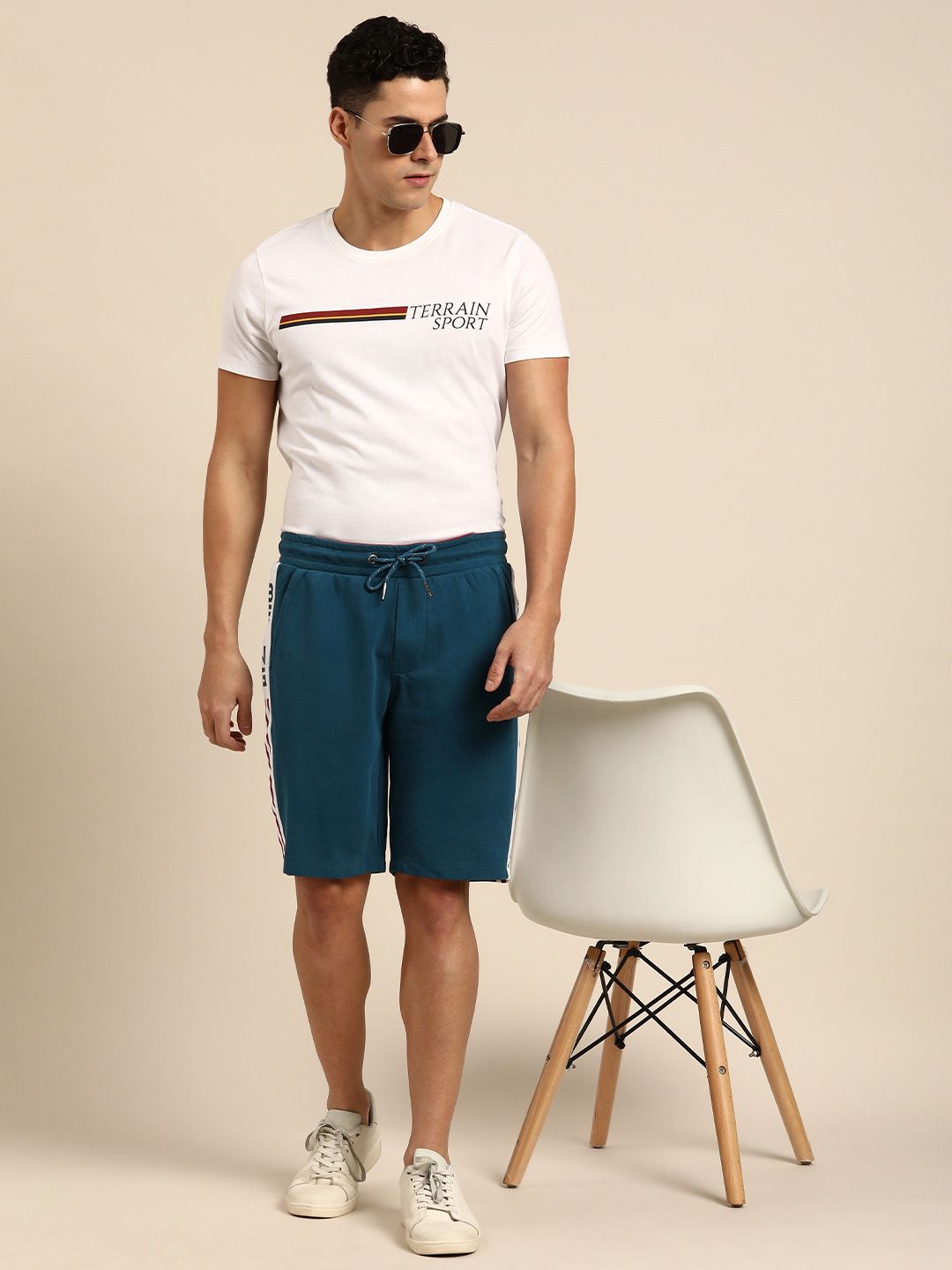 Being Human Men Solid Pure Cotton Shorts With Side Stripe Details