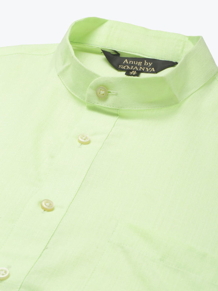 Anug by SOJANYA Men Green Band Collar Kurta