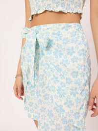 DressBerry Floral Print Crop Top with Mini Skirt Co-Ords