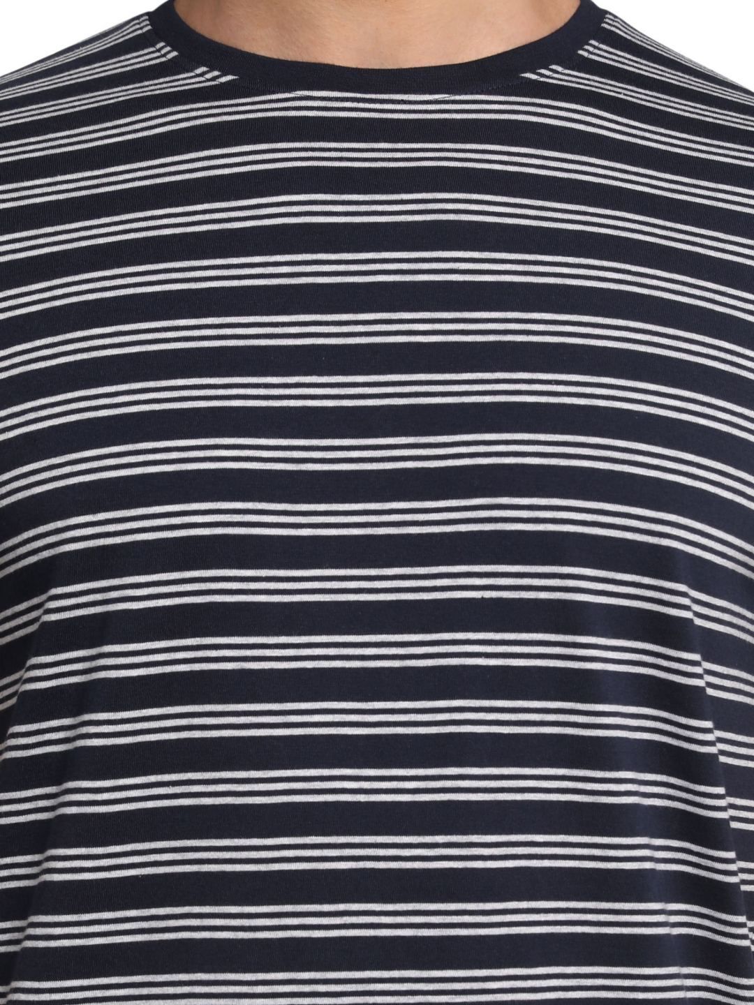 ADRO Men Striped Round Neck Cotton T-shirt