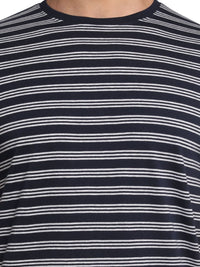 ADRO Men Striped Round Neck Cotton T-shirt