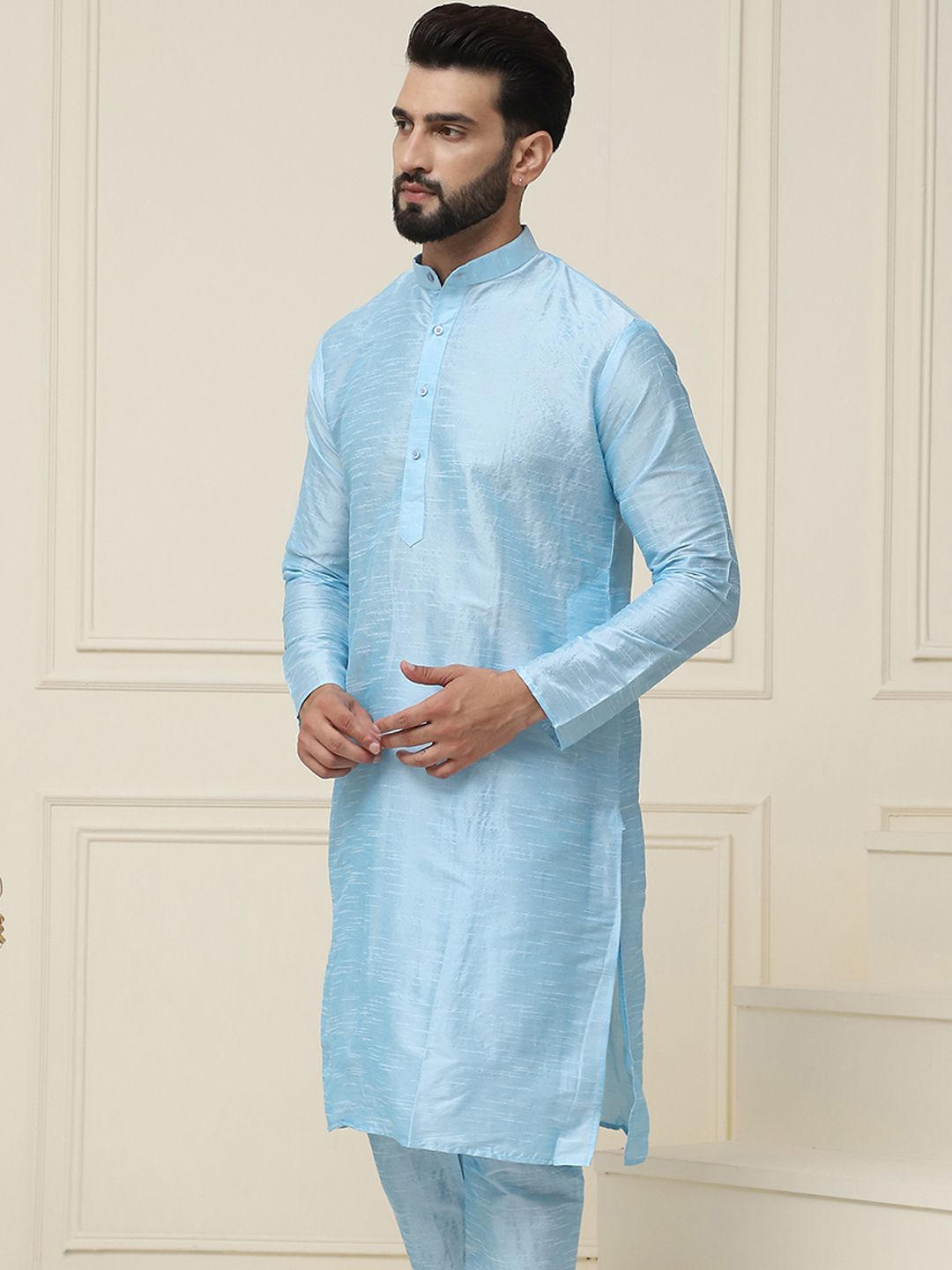 SOJANYA Men Silk Blend Jacquard Kurta
