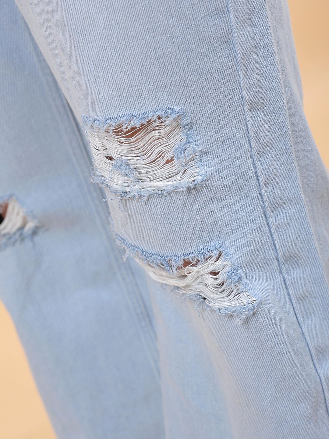 The Indian Garage Co Men Bootcut Highly Distressed Light Fade Pure Cotton Jeans