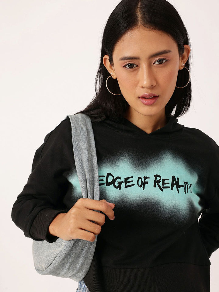 DressBerry Cotton Terry Relaxed Fit Crop Hooded Sweatshirts
