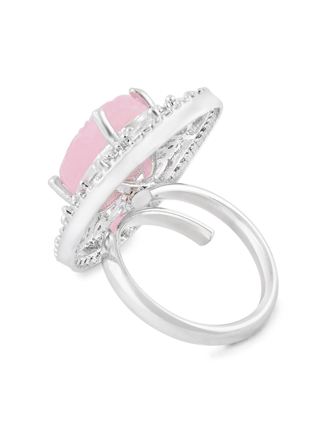 Cincin Jari Boleh Laras Mutiara Zaveri Bersalut Perak CZ