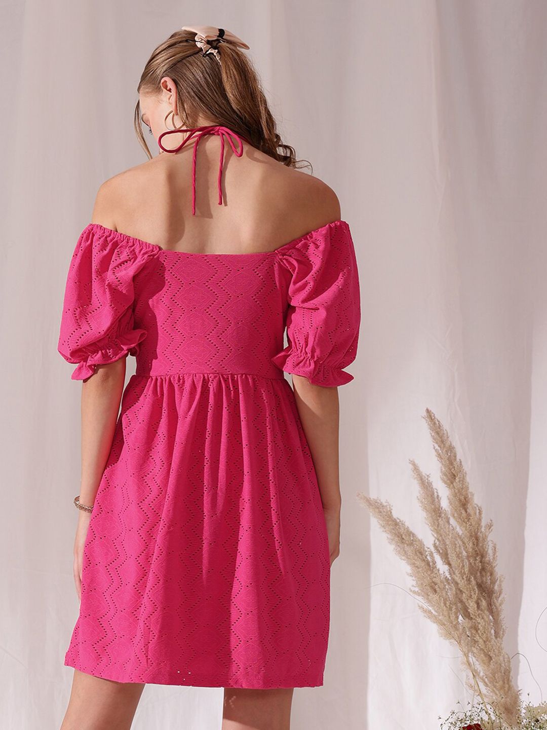 STREET 9 Off-Shoulder Puff Sleeve Schfilli Fit and Flared Dress