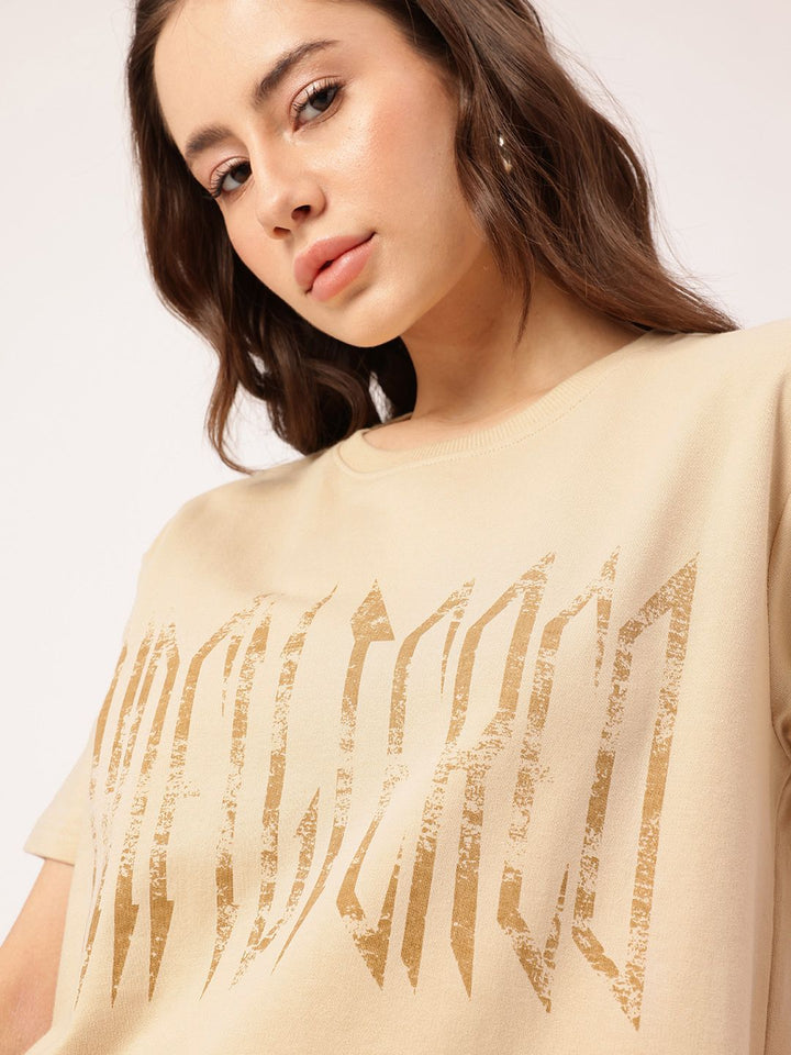 DressBerry Cotton Terry Typography Printed T-Shirt & Trouser Co-Ords