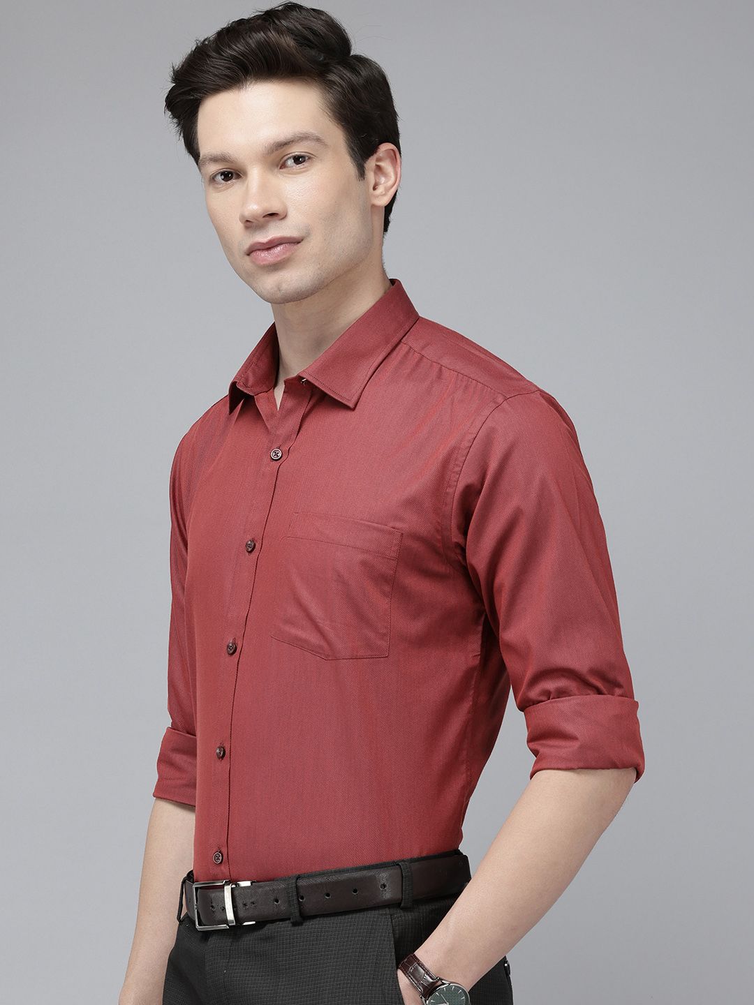Park Avenue Self Design Slim Fit Textured Formal Shirt