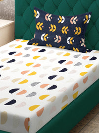 Myntra Elegant Homes White Geometric 300 TC Single Bedsheet with 1 Pillow Covers