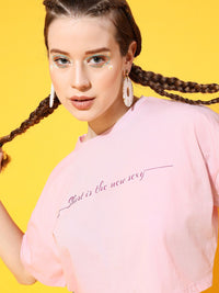 STREET 9 Women Pink Solid Crop Tshirt