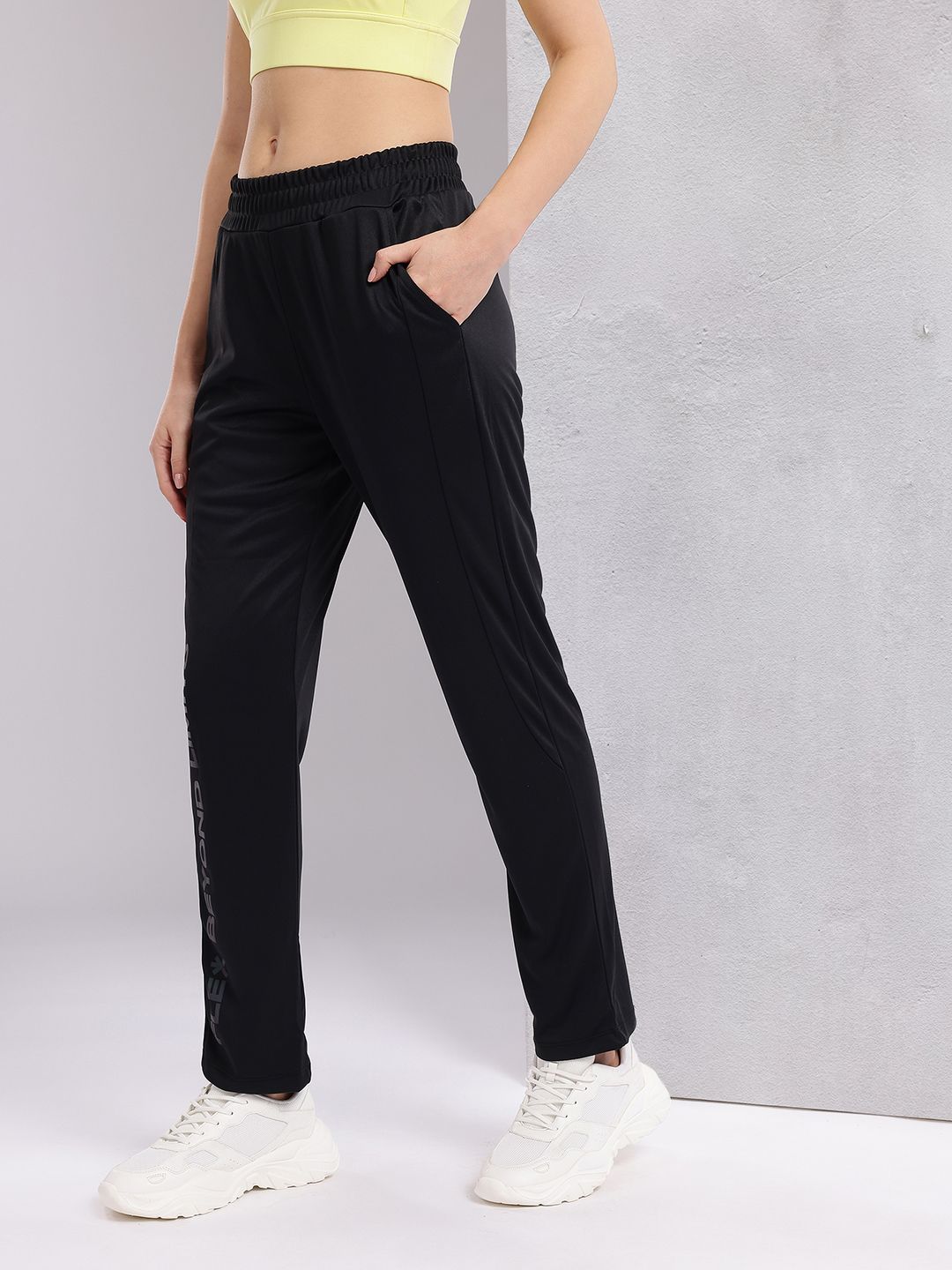 HRX by Hrithik Roshan Women Typography Detail Mid-Rise Running Track Pants