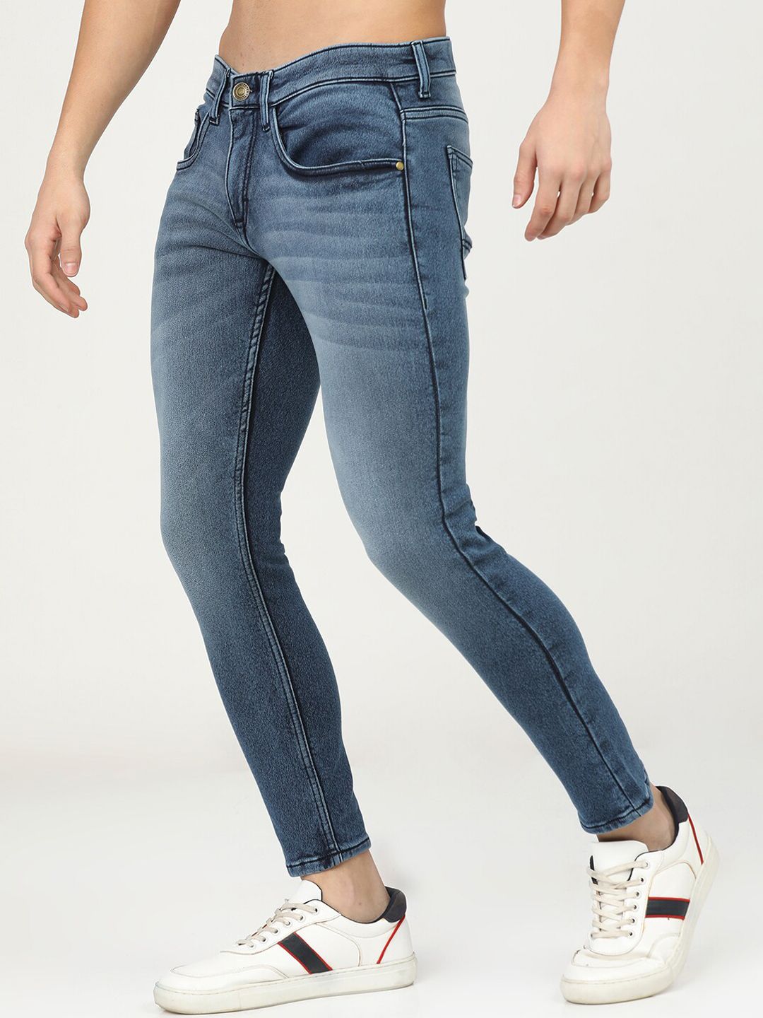 HIGHLANDER Men Blue Tapered Fit Heavy Fade Stretchable Jeans