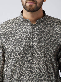 SOJANYA Men Grey Woven Design Straight Kurta