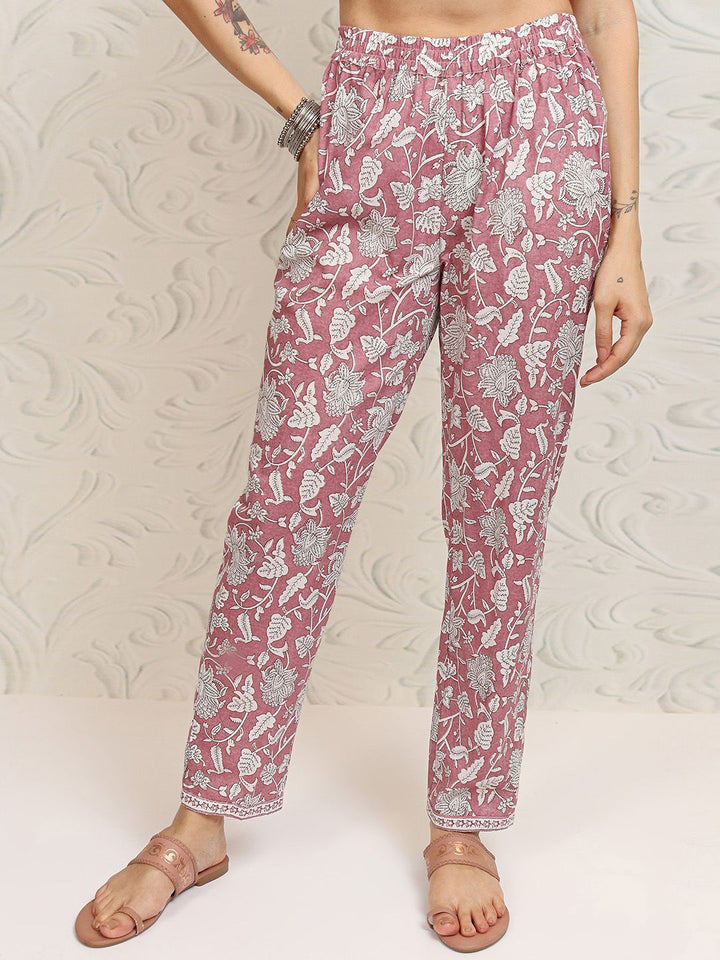 Vishudh Women Ethnic Motifs Printed Regular Pure Cotton Kurta with Trousers & With Dupatta