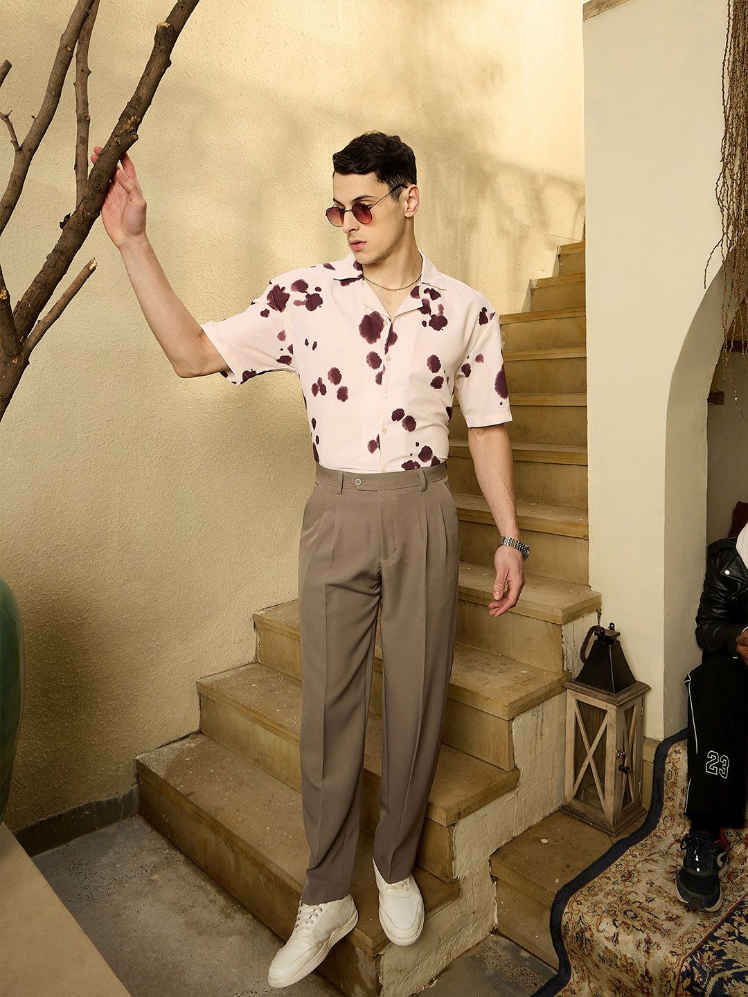 DENNISON Men Abstract Printed Drop Shoulder Oversized Shirt