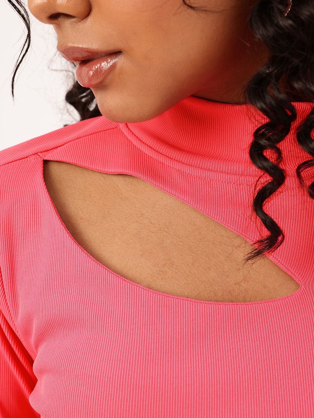 DressBerry Bubblegum Pop Ribbed Cut-Out Detail Bodycon Mini Dress