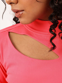 DressBerry Bubblegum Pop Ribbed Cut-Out Detail Bodycon Mini Dress