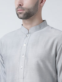 KISAH Men Grey Solid Straight Kurta