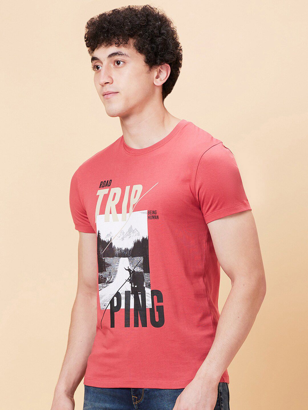 Being Human Typography Printed Round Neck Short Sleeves T-shirt