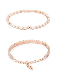 Set Mutiara Zaveri 2 Gelang Salutan Loyang Putih Cubic Zirconia Putih Bersalut Emas