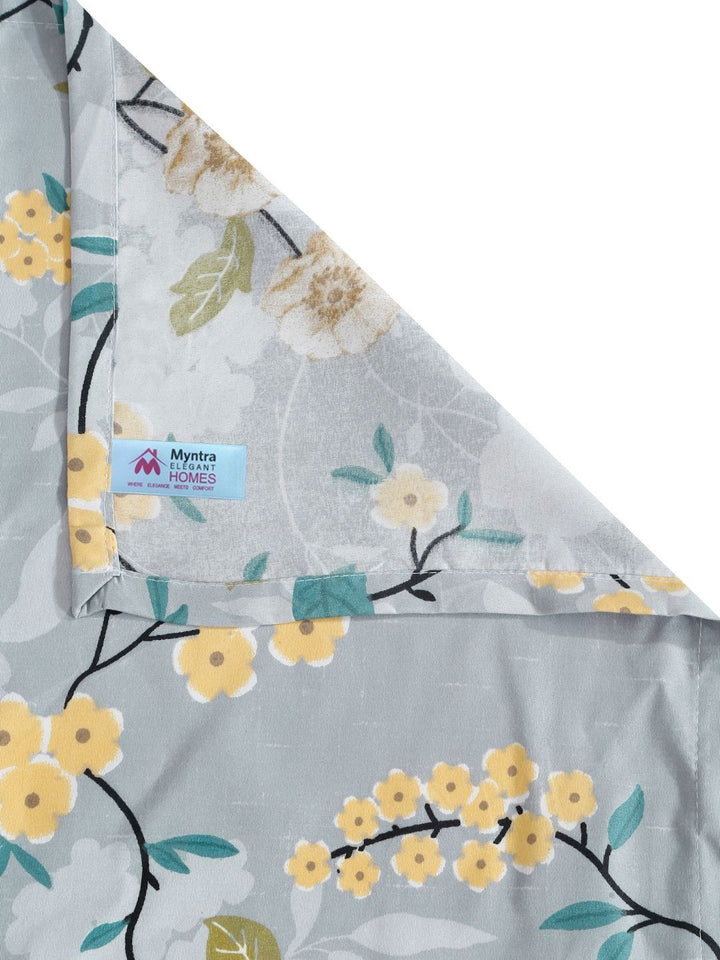 Myntra Elegant Homes Blue & Yellow Floral Printed 300 TC King Bedsheet Set 2.50 m x 2.25 m