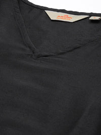 Anouk Women Black Kurta with Trousers & With Dupatta
