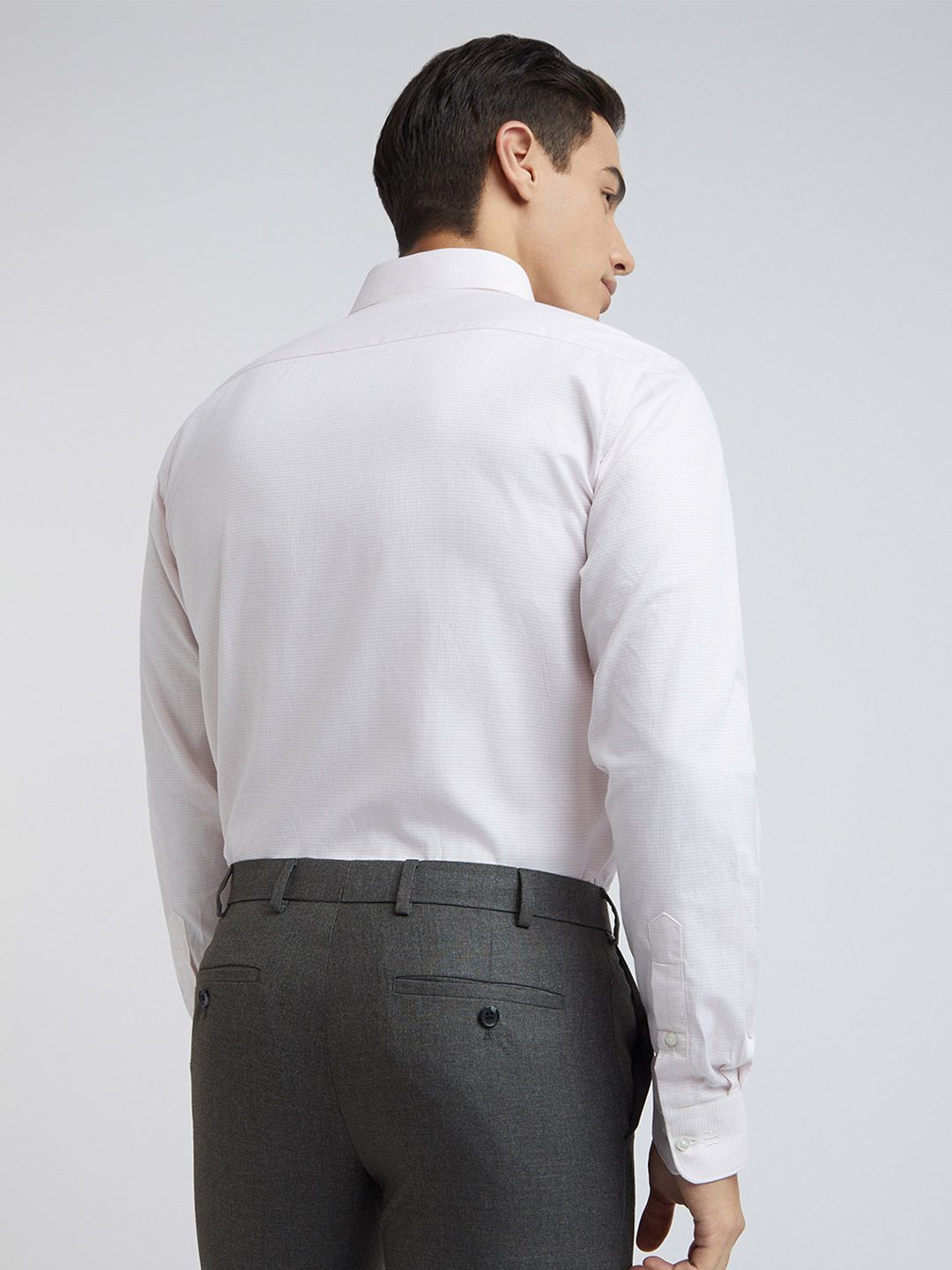 Raymond Men Pure Cotton Slim Fit Micro Checks Opaque Formal Shirt