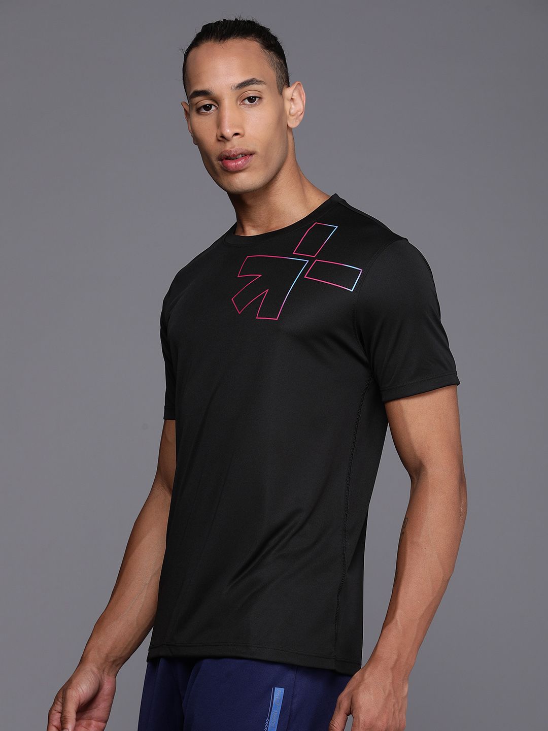 HRX by Hrithik Roshan Men Geometric Placement Print Rapid-Dry Training T-shirt