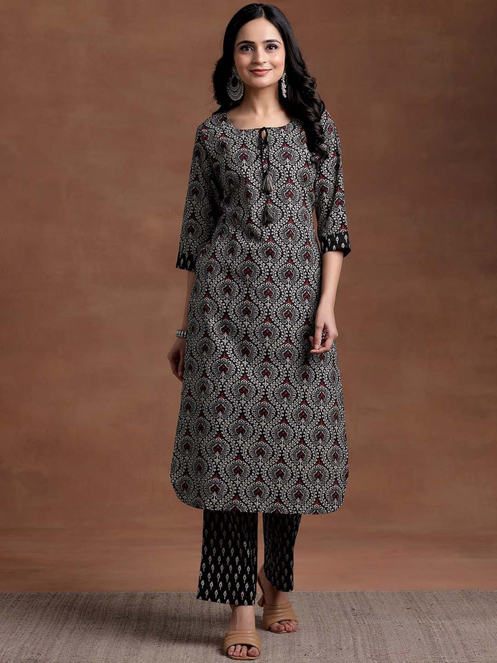 Libas Floral Printed Regular Pure Cotton Kurta with Palazzos