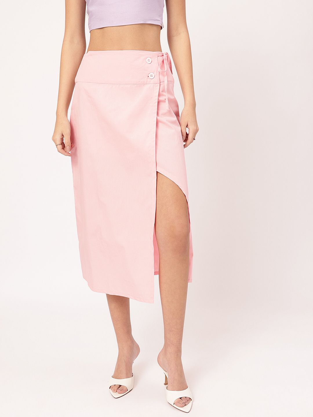 DressBerry Blush Dreams Wrap Style Midi Skirt