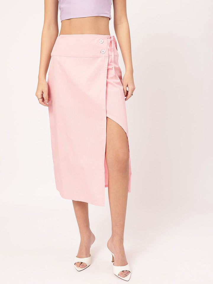 DressBerry Blush Dreams Wrap Style Midi Skirt