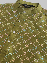 SOJANYA Geometric Embroidered Thread Work Kurta With Churidar