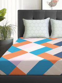 Story@home  Arena Peach-Coloured Printed 180 TC Queen Bedsheet & 2 Pillow Covers