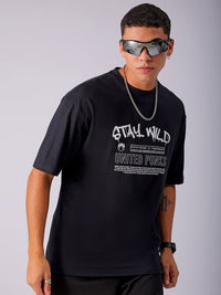 The Indian Garage Co Men Cotton Back Printed Boxy Oversized Round Neck T-shirt