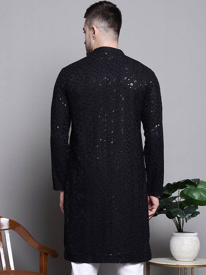 Jompers Floral Embroidered Thread Work Sequinned Pure Cotton Kurta