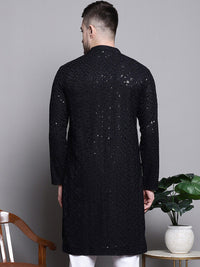 Jompers Floral Embroidered Thread Work Sequinned Pure Cotton Kurta